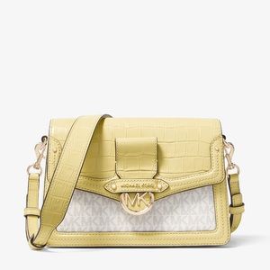 Michael Kors Crocodile Embossed Leather and Logo Shoulder Bag